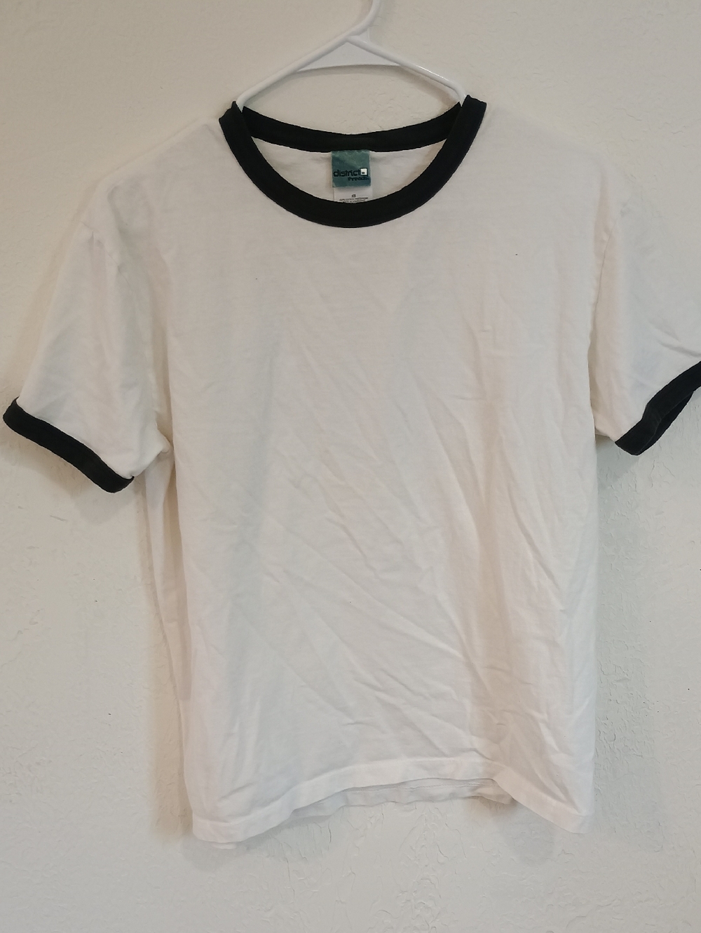 Unbranded White Ringer Short Sleeve Tee with Black Trim